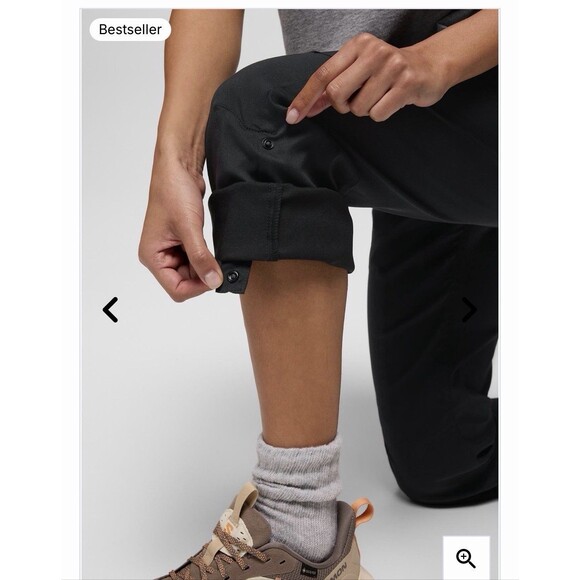 NEW prAna $95 BLACK HALLE  STRAIGHT PANT Women SZ 6 Reg Roll Tab Water Repel - Picture 4 of 16